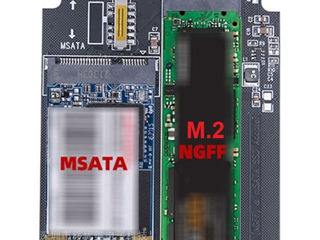 Carcasă SATA pentru SSD M.2 (NGFF) și mSATA