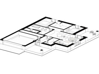 Casă de locuit individuală cu 1 nivel / stil neoclasic / 142.7 m2 / P / proiecte / renovări / 3D foto 6