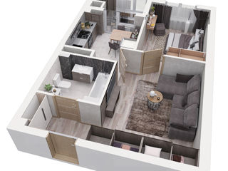 Apartament cu 2 camere, 47 m², BAM, Bălți