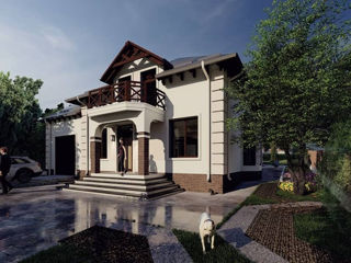 Casă de locuit individuală cu 2 niveluri / P+M / stil modern / 230m2 / proiecte / construcții / 3D