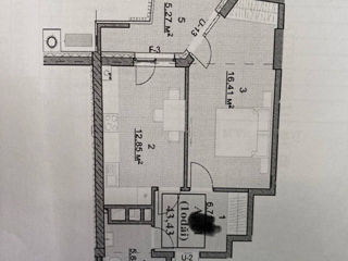 1-комнатная квартира, 44 м², Чокана, Кишинёв