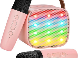 Mini aparat de karaoke pentru copii adulți, difuzor portabil Bluetooth cu 2 microfoane fără fir foto 0