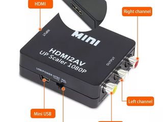 Адаптеры HDMI to AV/ RCA /cvsb l/r 1080 p*-180  LEI ** AV/RCA( тюльпан)- TO HDMI-190 lei foto 3