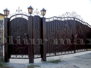 Porți, garduri, balustrade, copertine, gratii, uși metalice, alte confecții  forjate.