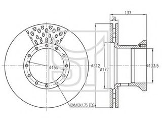 Daf 45 , 55   f1000 , PAK3546  ,  MAK2487   тормозные диски передние , discuri fryna , disc foto 2