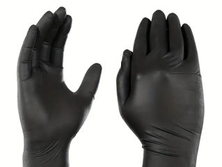 100шт. M - Нитриловые перчатки, черные, одноразовые перчатки