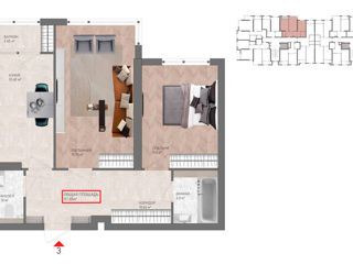 2-х комнатная квартира, 57 м², Центр, Комрат