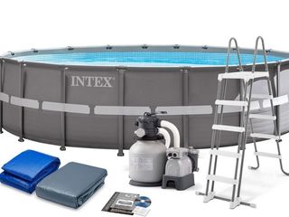 Каркасный бассейн Intex 26330 (549 х 132см) + фильтр насос, лестница, тент, подстилка foto 1