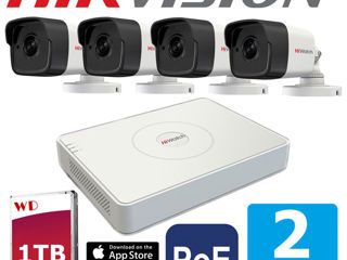 HIKVISION by HIWATCH POE 2 Megapixeli IP 1TB Garantie 2 Ani