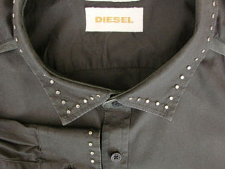 Diesel мужская рубашка 17 xl black - хлопок + кожа