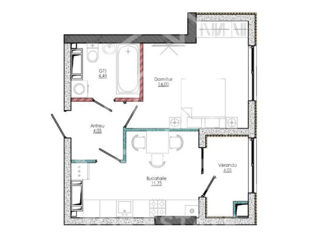 Apartament cu 1 cameră, 43 m², Centru, Strășeni foto 4