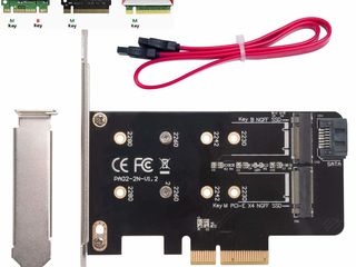 PCI Express x4 to M.2 SATA & NVME SSD Adapter foto 1