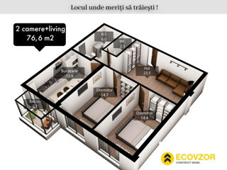 Apartament cu 2 camere, 83 m², Poșta Veche, Chișinău foto 2