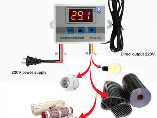 Термостаты на 220V, на 12V Термореле Терморегуляция Термометры электронные по 79 лей Выносной датчик foto 2