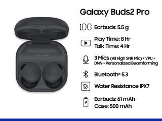 Samsung Galaxy Buds 2 Pro - 130 €. (Black) (White). Гарантия 1 год! Garantie 1 an. foto 3