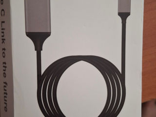 Cablu USB-C către HDMI 4K 30Hz 2m gri durabil din PVC, conectare și redare automată, adaptor