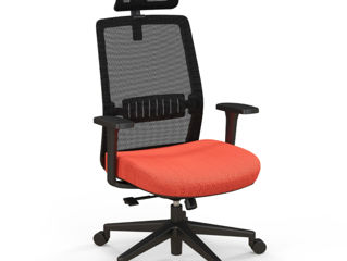 Scaun de birou ergonomic cu spătar și suport lombar și tetieră foto 3