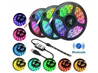 Banda LED USB 5V cu telecomanda si aplicatie Bluetooth Banda LED pentru decorare LED Mood Lights cu foto 9