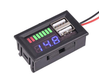 Светодиодный 3.5-12-24-36-60 v. Индикатор емкости батареи с 2 USB портами для зарядки. foto 10
