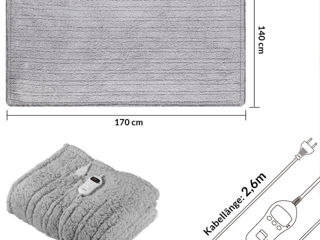 Электрическое одеяло флис плюшевый 120W, 180x130см, серый! foto 2