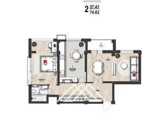 Apartament cu 3 camere, 73 m², Durlești, Chișinău foto 12