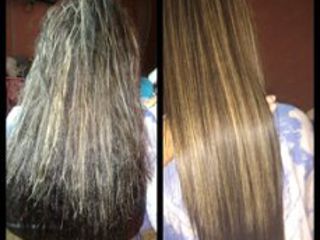 идеальные ровные волосы с помощу кератиновым выпрямление и лечение foto 3