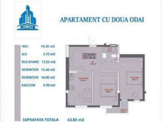 Apartament cu 2 camere, 64 m², Durlești, Chișinău foto 9