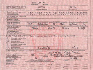 Certificat de nastere romanesc / casatorie romanesca