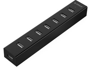 USB HUB 7-Port (концентратор / разветвитель USB черный) foto 1