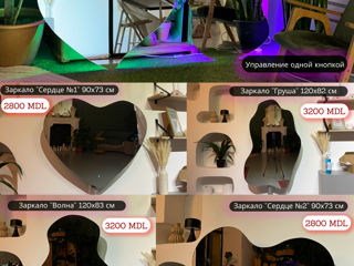 Эксклюзивное зеркало "Сердце 2" с цветной подсветкой от TehnoLabMD (90см х 73см) foto 7