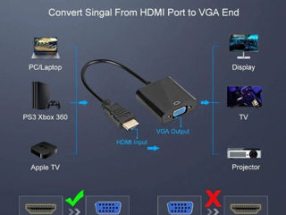 Адаптер HDMI to VGA с аудиовыходом и доп. питание для PS4/Xbox ONE/TV BOX foto 3