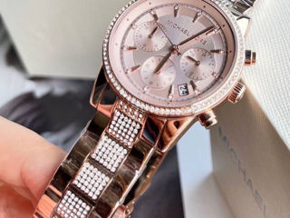 Ceas de damă Michael Kors cu set de cristale cu cronograf Ritz Rose-Gold foto 6