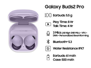 Samsung Galaxy Buds 2 Pro - 130 €. (Black) (White). Гарантия 1 год! Garantie 1 an. foto 5