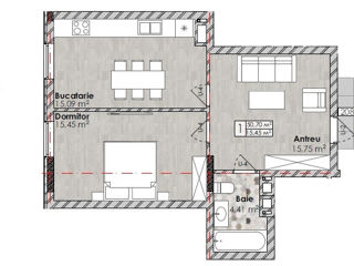 3-х комнатная квартира, 51 м², Центр, Кишинёв