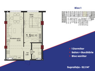 Apartament cu 1 cameră, 52 m², Telecentru, Chișinău