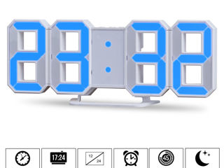 Подарочные-LED-3D-Часы электронные с термометром. Есть будильник. Настольные-настенные цифровые. foto 4