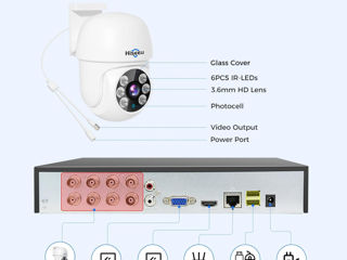 Hiseeu 8Channel 5MP Wifi CCTV NVR Kit 4 Camera Wireless Security System Auto Tracking PTZ Outdoor Wi foto 5