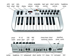 M-Audio Ozone USB Interface, DBX Tube Mini-Preamp (12AX7 tube), Yamaha MODX+, AKAI Advance foto 4