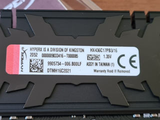 Бельцы, оперативка DDR4  на 16 Gb - Kingston HyperX Predator 3600 МГц, HX436C17PB3/16 foto 3