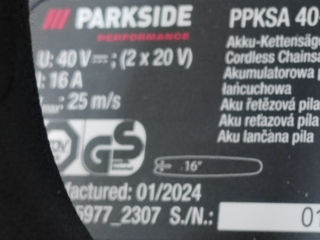 Цепная пила Parkside Perfomance PPKSA 40-Li A1 40V foto 6