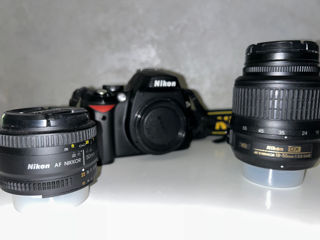 Nikon D60 set (cu obiectiv standard) plus obiectiv pentru portrete + tripod cadou foto 3