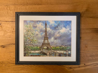 Картина Париж, Эйфелева башня; матовое стекло, рама; отлично подойдёт на подарок
