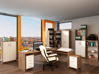 Dulap înalt de birou în stil minimalist, alb foto 2