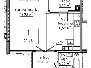 Astercon Grup - str.Grătiești, Stăuceni, apartament cu 1 odaie, 41.74 m2,  29 218 € foto 7