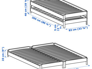 Pat cu 2 saltele Ikea Utker/ stackable bed with 2 mattresses foto 5