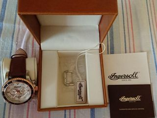 Ingersoll Quartz часы с хронографом и коричневым кожаным ремешком foto 2