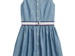 Ralph Lauren Baby Girl's Belted Chambray Shirtdress Size 3 Luni Nou