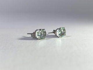 Серебряные серьги пусеты 925 с Зеленым Аметистом 4 карата. Silver 925 STS