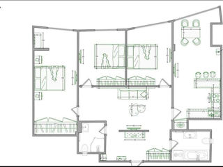 3-х комнатная квартира, 96 м², Чокана, Кишинёв