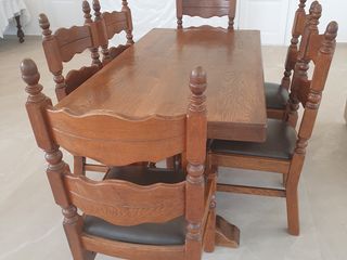 Masa cu 6 scaune,lemn masiv. foto 3